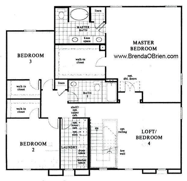 KB Model 3233 Upstairs Floor Plan