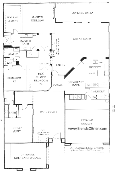 Cimarron Model Floor Plan - 2 Bedrooms