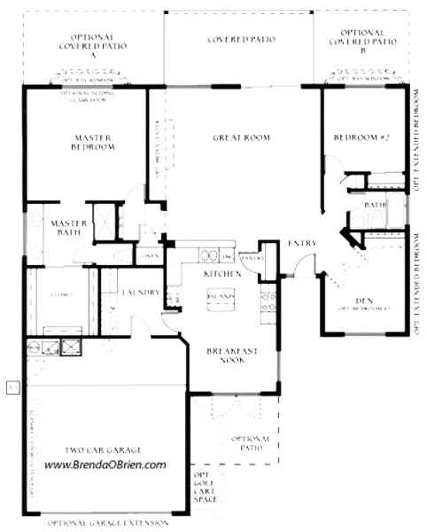 Laredo Model Floor Plan - 2 or 3 Bedrooms