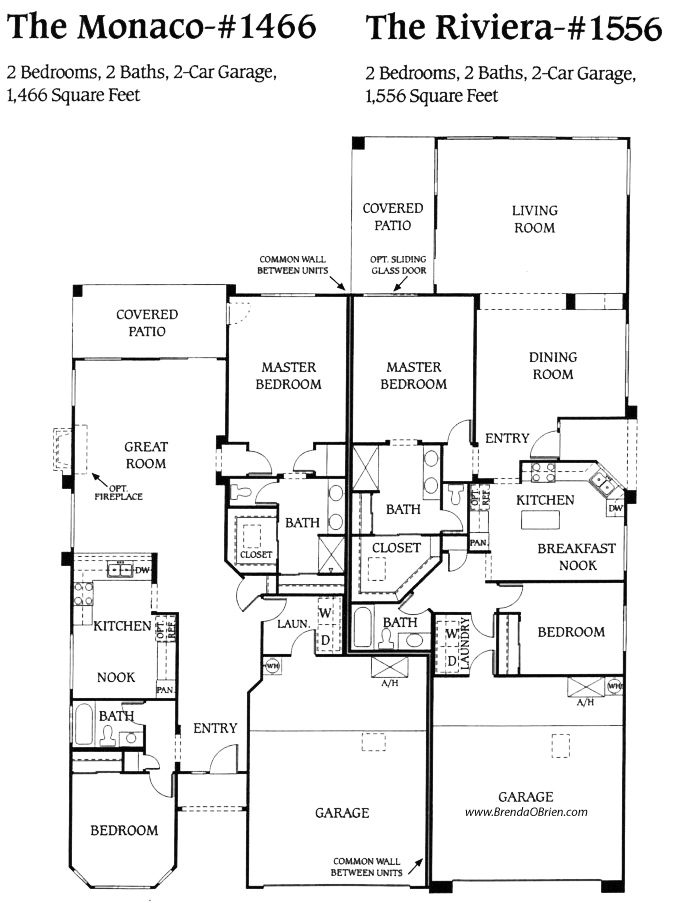 Riveria Model Floor Plan - 2 Bedrooms