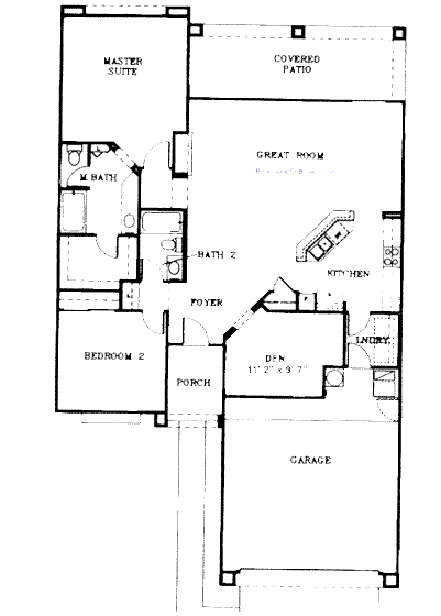 Claridge Model Floor Plan - 2 Bedrooms
