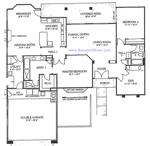 Crown Point Model Floor Plan - 2 Bedrooms