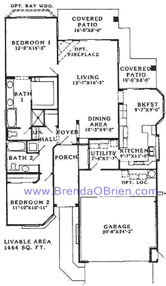 Deerfield Model Floor Plan - 2 Bedrooms