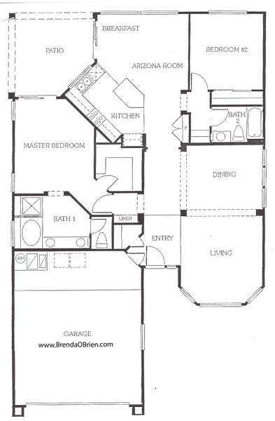 Santa Cruz Model Floor Plan - 2 Bedrooms