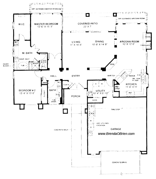 Sunrise Model Floor Plan - 2 Bedrooms