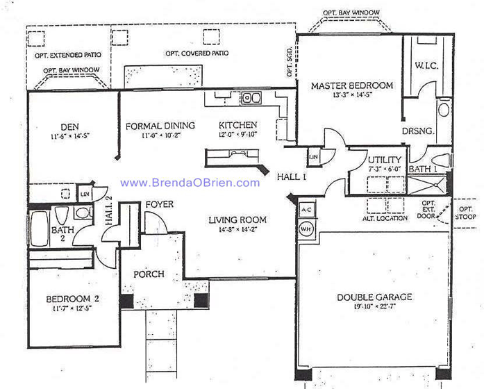 Tortolita Model Floor Plan - 2 Bedrooms