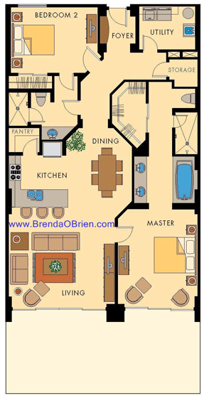 Rocky Point Floor Plan, Model 2J Floor Plan