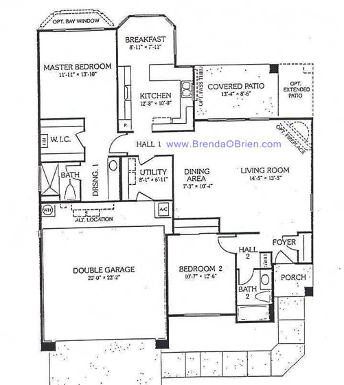 Meridian Floor Plan - 2 Bedrooms